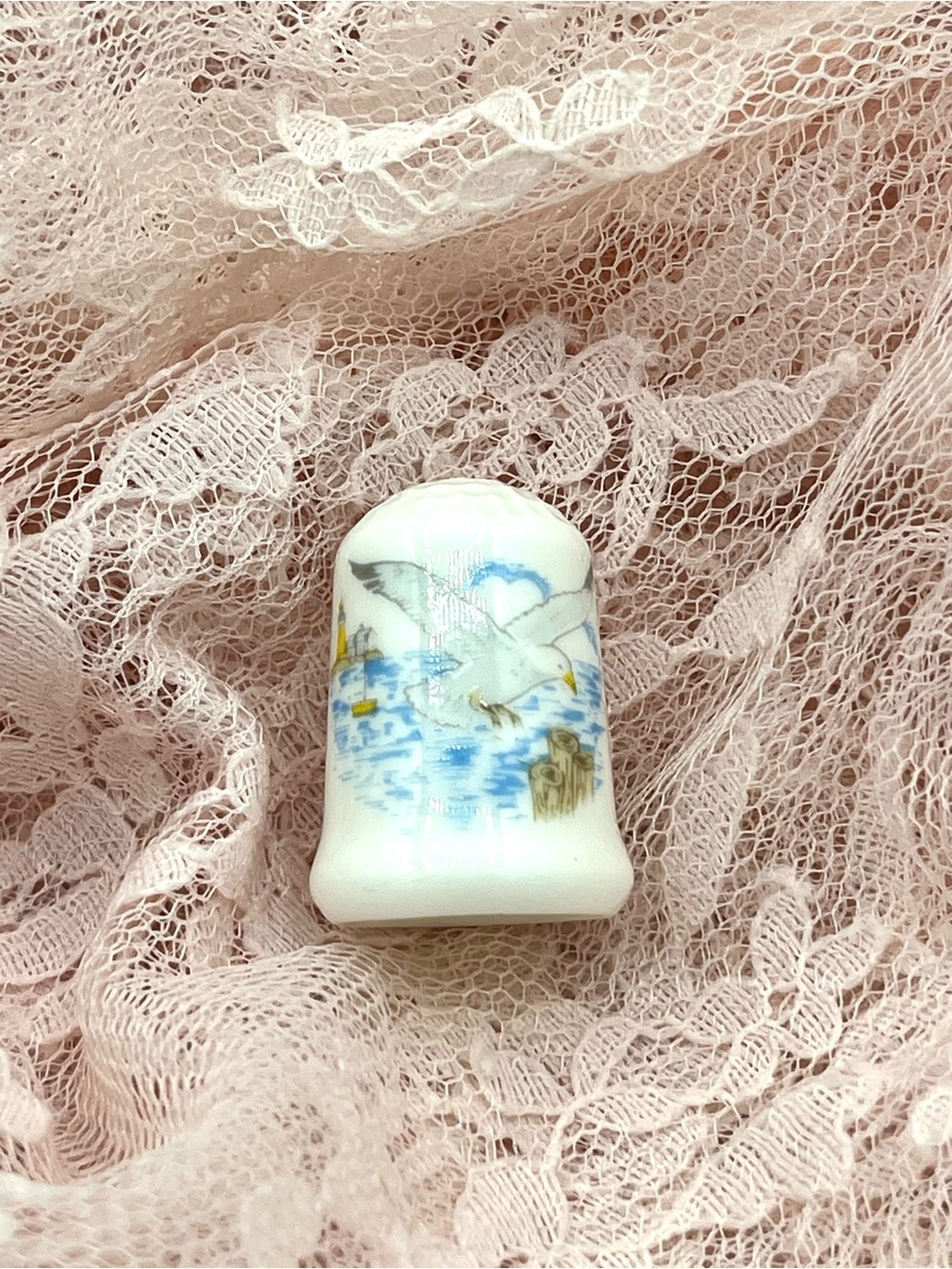 Vintage Bone China Japan Seagull Seascape Thimble
